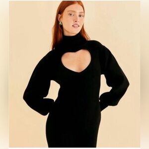 FARM Rio Black Heart Cutout Sweater Dress